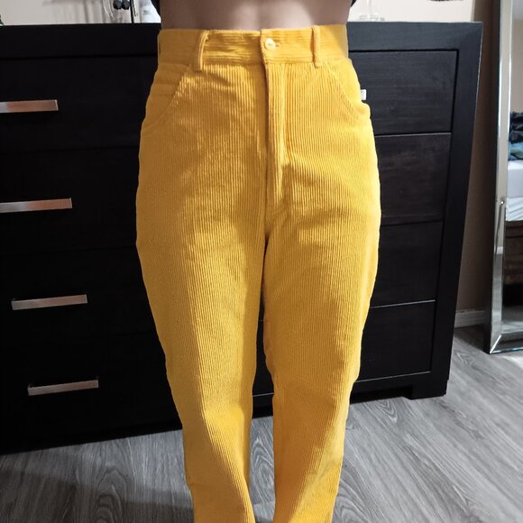 Vintage Sweet Baby Jane Bright Yellow Cords Pants 1980s 80s Corduroy 100% Cotton - Picture 1 of 4